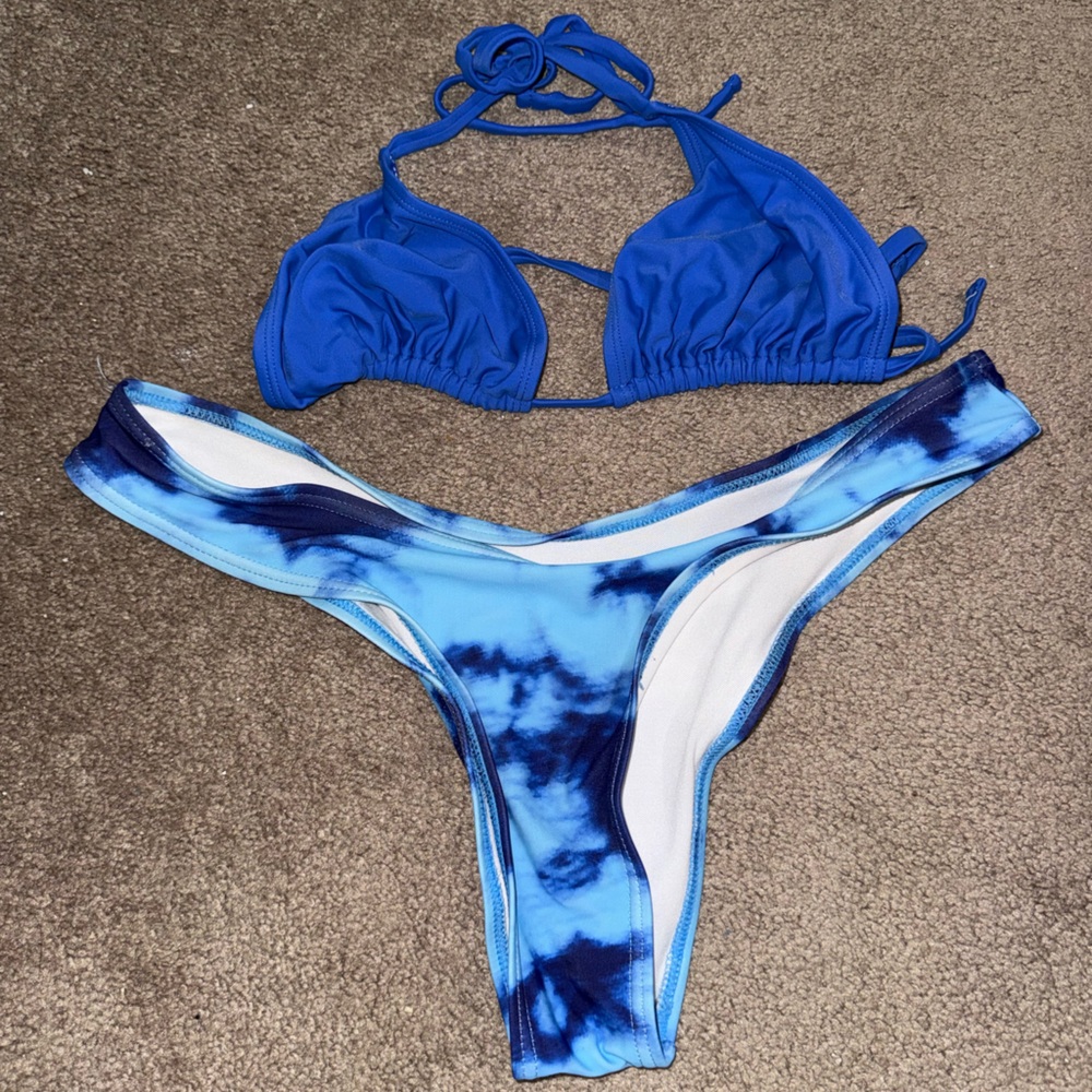 Blue Tie-Dye Bikini Set